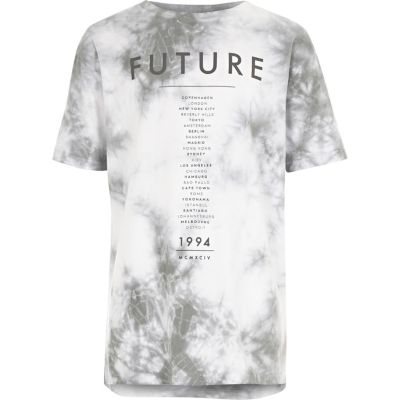 Boys white future print tie dye T-shirt